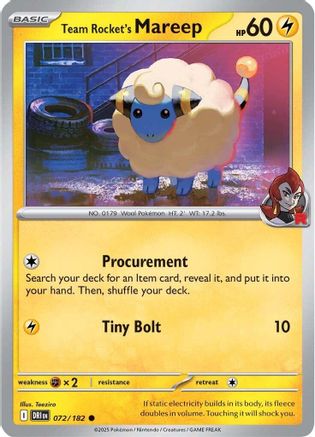 Team Rocket's Mareep 072/182 - Reverse Holofoil SV10 Destined Rivals