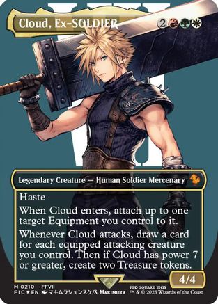 Cloud, Ex-SOLDIER (Borderless) (Surge Foil) (FIC-210)  Foil - Commander: FINAL FANTASY