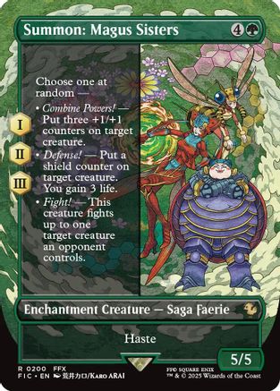 Summon: Magus Sisters (Borderless) (FIC-200)  Foil - Commander: FINAL FANTASY