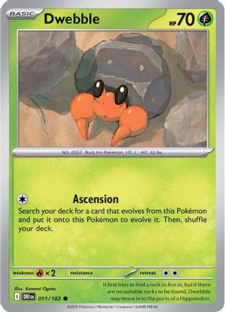 Dwebble 011/182 - Reverse Holofoil SV10 Destined Rivals