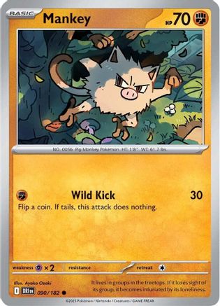 Mankey 090/182 - Reverse Holofoil SV10 Destined Rivals