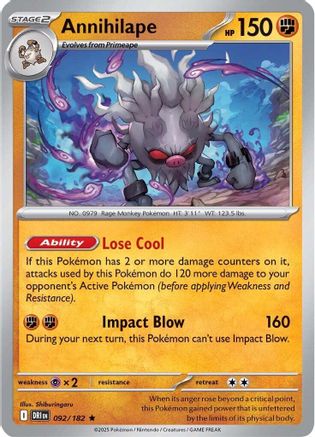 Annihilape 092 - Reverse Holofoil SV10 Destined Rivals