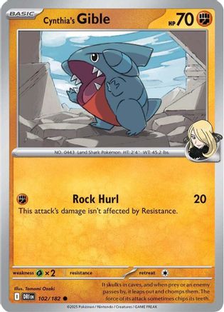 Cynthia's Gible 102  SV10 Destined Rivals