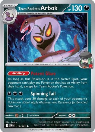Team Rocket's Arbok 113 - Reverse Holofoil SV10 Destined Rivals