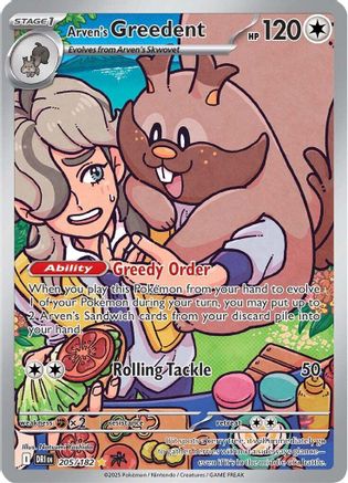Arven's Greedent 205/182  - Holofoil SV10 Destined Rivals - Illustration Rare