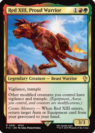 Red XIII, Proud Warrior (Surge Foil) (FIC-091) - Commander: FINAL FANTASY Foil