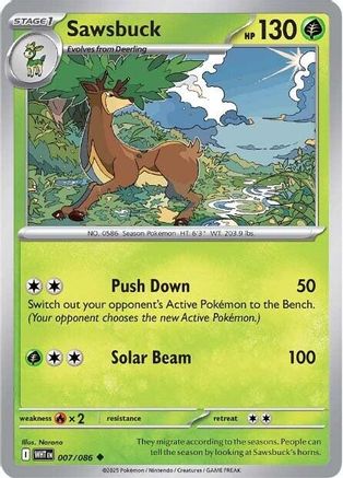 Sawsbuck 007/086 - Reverse Holofoil SV White Flare