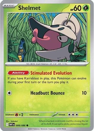 Shelmet 008/086 - Reverse Holofoil SV White Flare