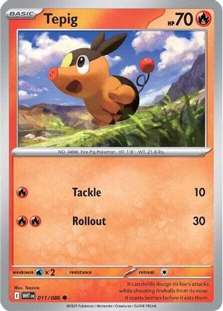 Tepig 011/086 - Reverse Holofoil SV White Flare