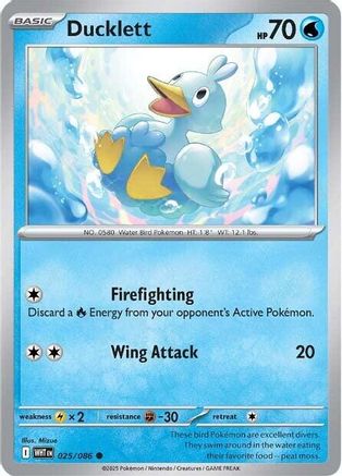 Ducklett 025/086 - Reverse Holofoil SV White Flare