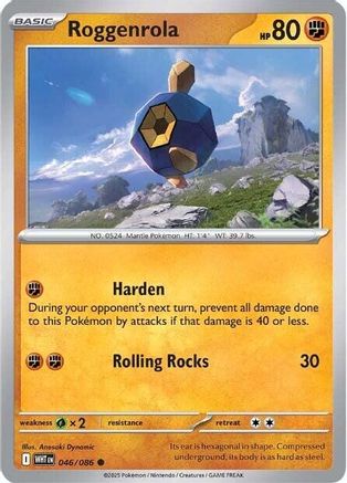 Roggenrola 046/086 - Reverse Holofoil SV White Flare