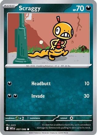Scraggy 057/086 - Reverse Holofoil SV White Flare