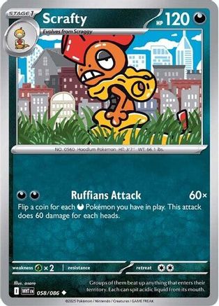Scrafty 058/086 - Reverse Holofoil SV White Flare