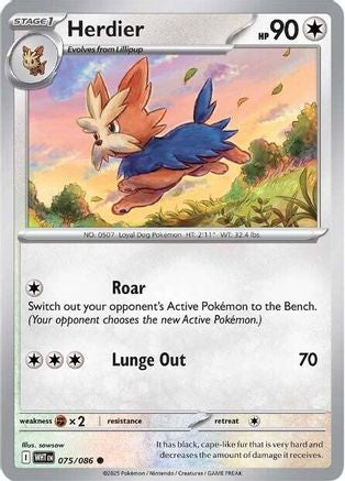 Herdier 075/086 - Reverse Holofoil SV White Flare