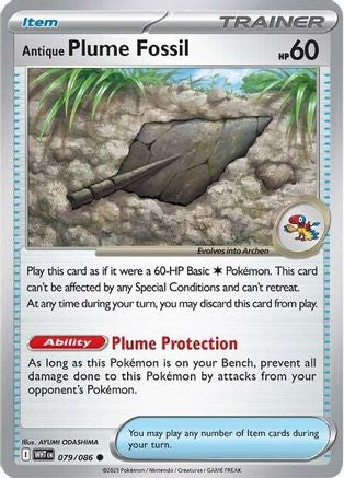 Antique Plume Fossil 079/086 - Reverse Holofoil SV White Flare