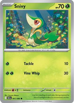 Snivy 001/086 - Reverse Holofoil SV Black Bolt