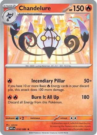 Chandelure 018/086 - Reverse Holofoil SV White Flare