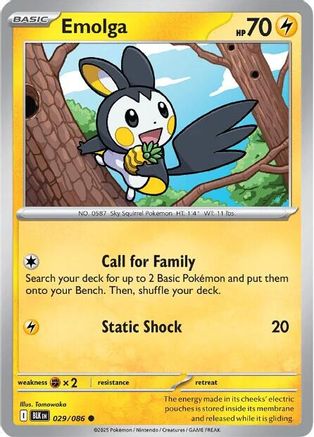 Emolga 029/086 - Reverse Holofoil SV Black Bolt