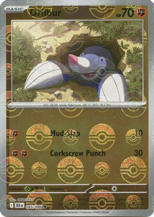 Drilbur (Poke Ball Pattern) 045 - Holofoil SV Black Bolt