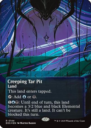Creeping Tar Pit (0144) (Borderless) (Galaxy Foil) (EOS-144)  Foil - Edge of Eternities: Stellar Sights
