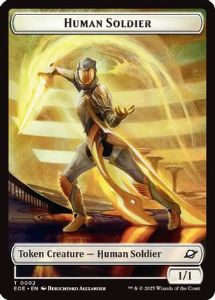 Human Soldier // Lander (0008) Double-Sided Token (EOE-2 // 8)  Foil - Edge of Eternities