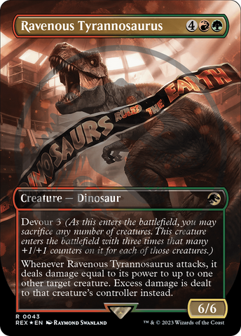 Ravenous Tyrannosaurus (Borderless) (Emblem) (REX-043) - Jurassic World Collection (Borderless) Foil