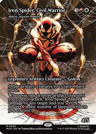 Iron Spider, Civil Warrior - Alibou, Ancient Witness (Borderless) (MAR-039)  Foil - Marvel's Spider-Man: Eternal-Legal