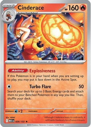 Cinderace 028/132 - Reverse Holofoil ME01 Mega Evolution