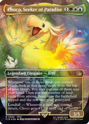 Choco, Seeker of Paradise (Borderless) (Chocobo Track Foil) (FIN-569)  Foil - FINAL FANTASY