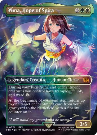 Yuna, Hope of Spira (Borderless) (Chocobo Track Foil) (FIN-571)  Foil - FINAL FANTASY