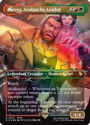 Barret, Avalanche Leader (Borderless) (Chocobo Track Foil) (FIC-472) - Commander: FINAL FANTASY Foil