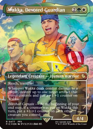 Wakka, Devoted Guardian (Borderless) (Chocobo Track Foil) (FIC-477)  Foil - Commander: FINAL FANTASY