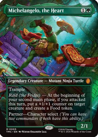 Michelangelo, the Heart (0005) (Borderless) (TMC-005)  Foil - Commander: Teenage Mutant Ninja Turtles