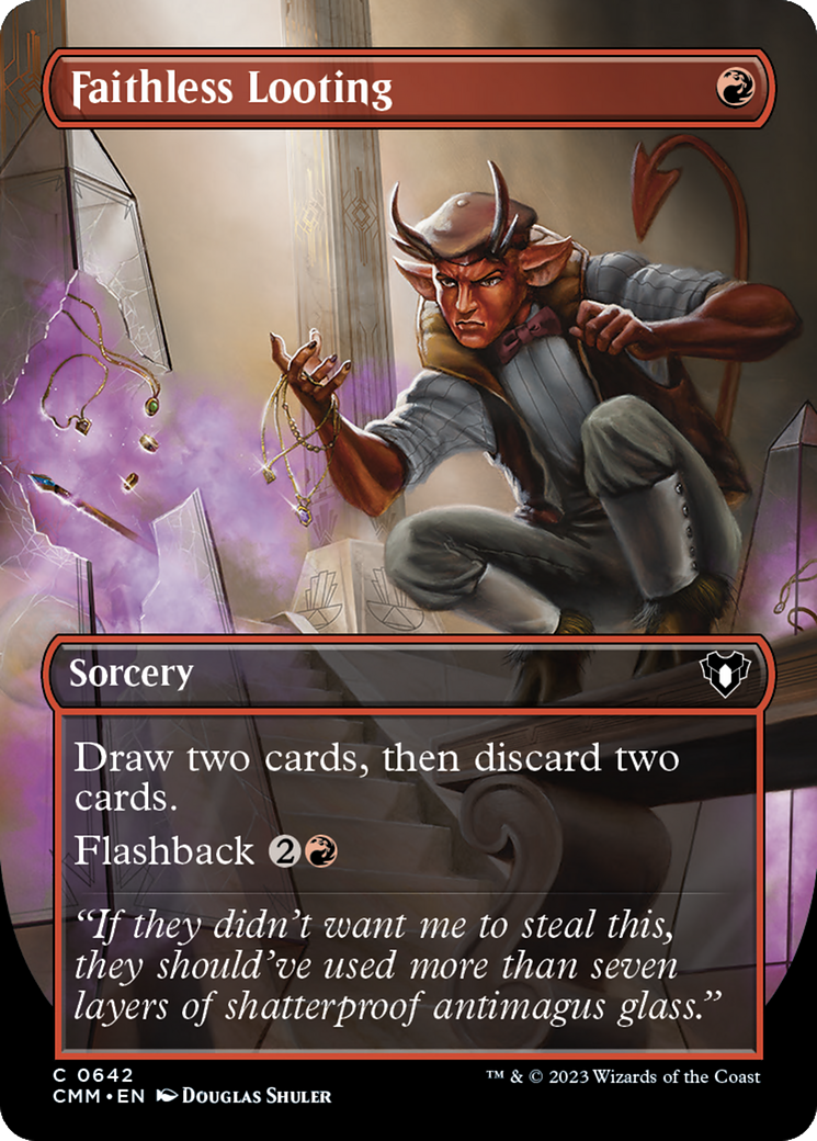 Faithless Looting (Borderless) (CMM-642)  Foil - Commander Masters