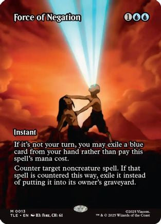 Force of Negation (Borderless) (TLE-013)  Foil - Avatar: The Last Airbender: Eternal-Legal