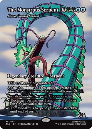 The Monstrous Serpent - Koma, Cosmos Serpent (Borderless) (TLE-051)  Foil - Avatar: The Last Airbender: Eternal-Legal