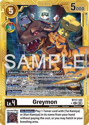 Greymon (Gold Border) (BT17-102) - Advanced Booster Digimon Generation Foil