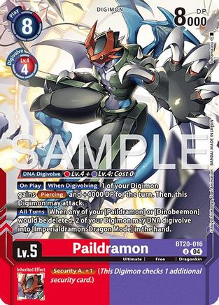 Paildramon (Digimon Card Game Playmat & Card Set) (BT20-016) - Release Special Booster 2.5