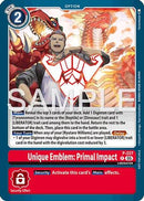 Unique Emblem: Primal Impact (Dawn of Liberator Box Topper) (P-227) - Digimon Promotion Cards Foil