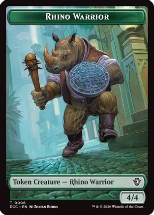 Rhino Warrior // Elemental (0010) Double-Sided Token (ECC-6 // 10)  Foil - Commander: Lorwyn Eclipsed