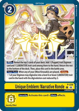 Unique Emblem: Narrative Ronde (Dawn of Liberator Box Topper) (P-229) - Digimon Promotion Cards Foil