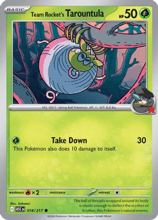Team Rocket's Tarountula 018  - Reverse Holofoil ME Ascended Heroes - Common