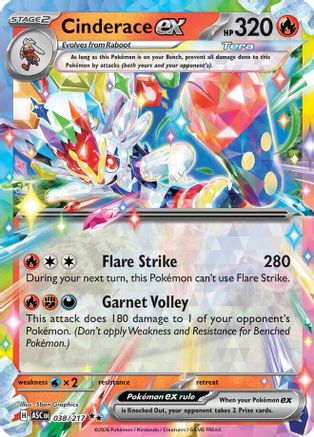 Cinderace ex 038/217  - Holofoil ME Ascended Heroes - Double Rare