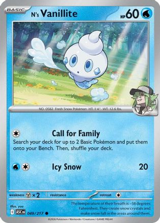 N's Vanillite 049  - Reverse Holofoil ME Ascended Heroes - Common