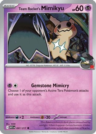 Team Rocket's Mimikyu 097/217  - Reverse Holofoil ME Ascended Heroes - Uncommon