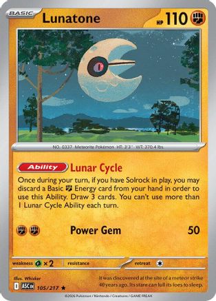 Lunatone 105/217  - Holofoil ME Ascended Heroes - Rare