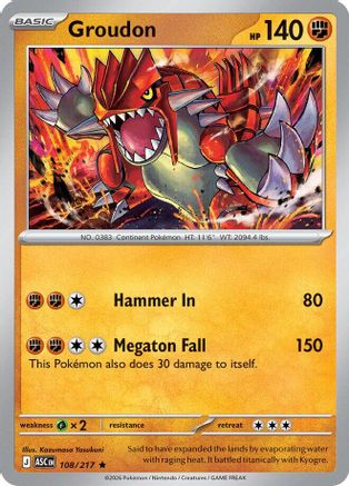Groudon 108/217  - Holofoil ME Ascended Heroes - Rare