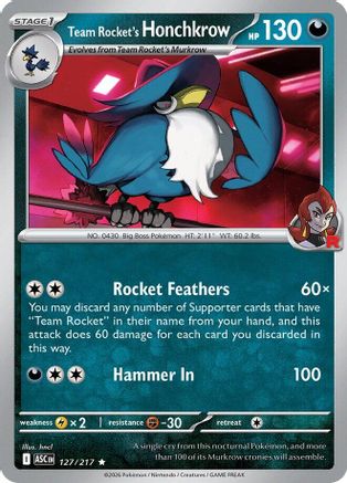 Team Rocket's Honchkrow 127/217  - Holofoil ME Ascended Heroes - Rare
