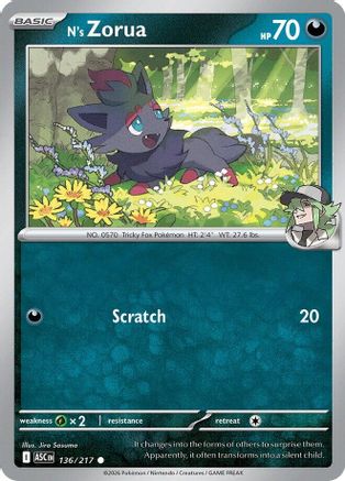 N's Zorua 136  - Reverse Holofoil ME Ascended Heroes - Common