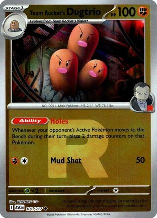 Team Rocket's Dugtrio (Team Rocket) 101/217 - Reverse Holofoil ME Ascended Heroes
